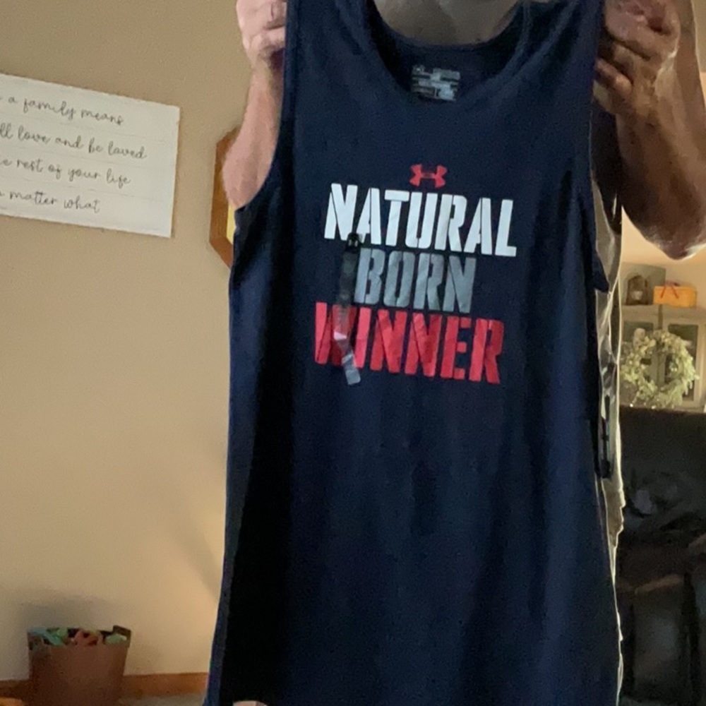 Under Armour Kids Tank Top - Navy with Red and White loose fit.  Youth XL NWT